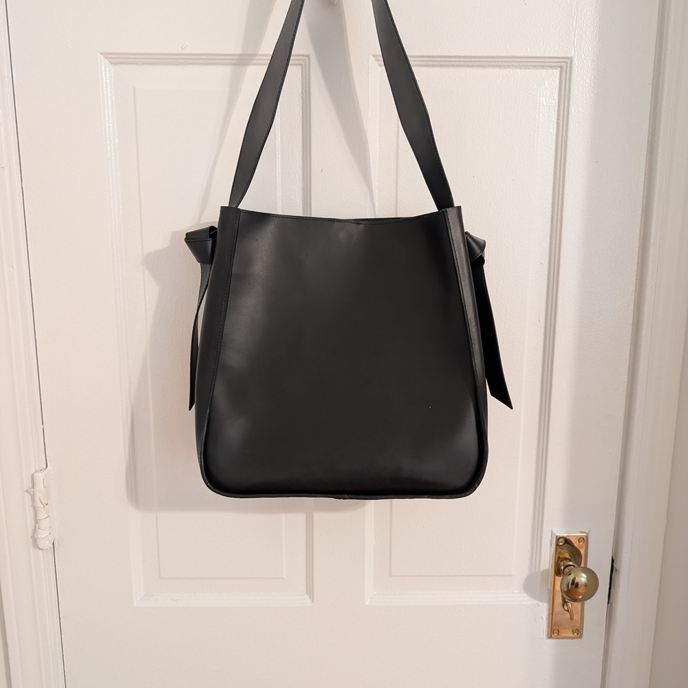 Able Addison Black Leather Tote Bag